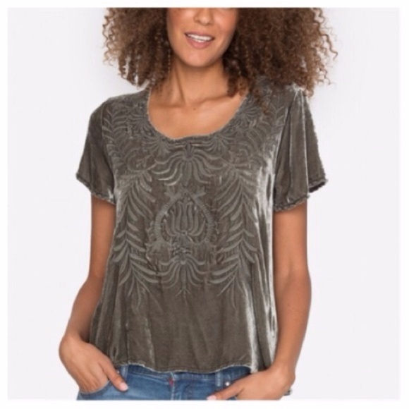 Johnny Was Tops - Johnny Was Flutter Sleeve Silk Velvet Top